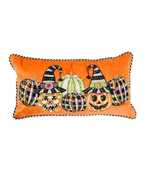 Jack O' Lantern in Hat Lumbar Throw Pillow
