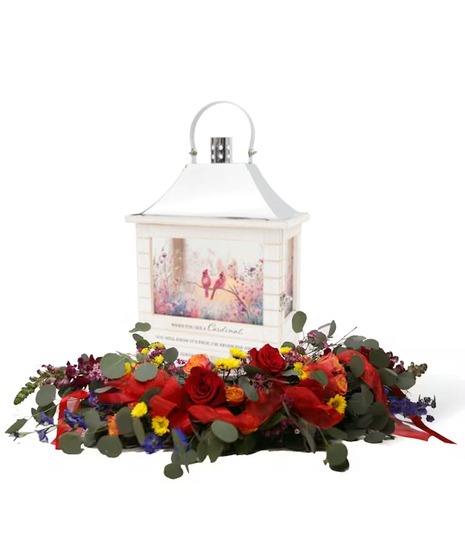 Cardinal Wooden Slat Lantern