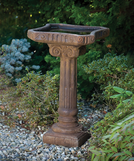 Distressed Fluted Bird Bath