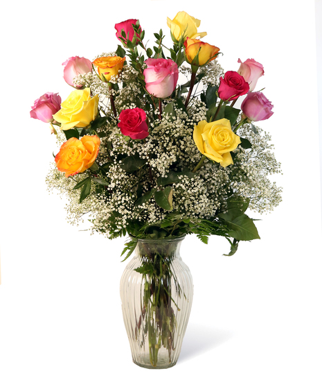 Bright Mixed Dozen Roses Uniontown, PA