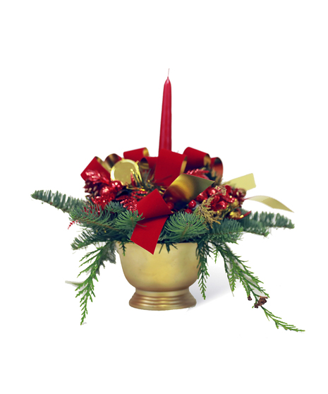 Candlelit Christmas Time Centerpiece Floral Bouquet - Neubauer's Flowers