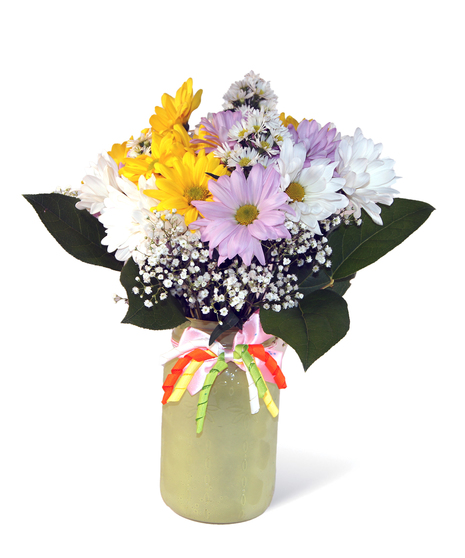 Small Mason Jar with Deluxe Flowers Uniontown PA