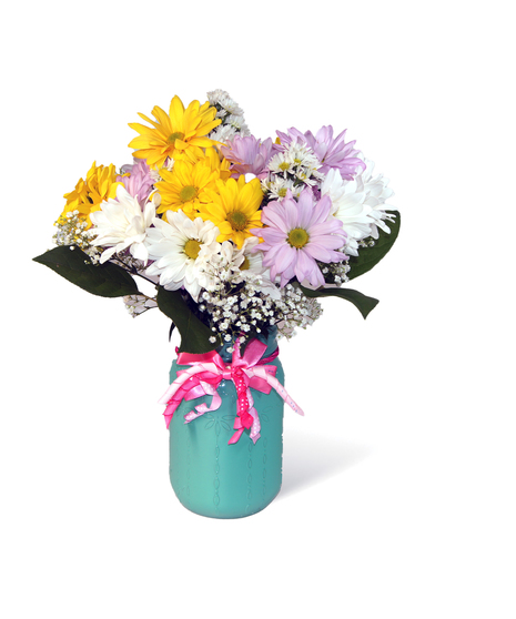 Small Mason Jar with Deluxe Flowers Uniontown PA