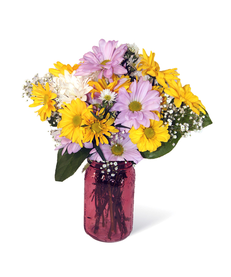 Tall Clear Mason Jar with Exquisite Flowers Uniontown PA