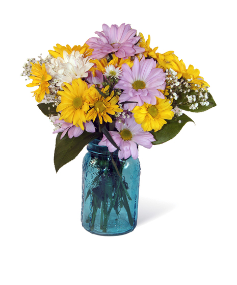 Tall Clear Mason Jar with Exquisite Flowers Uniontown PA