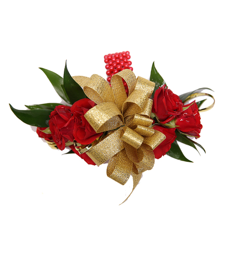 Red and Gold Wrist Corsage Uniontown, PA
