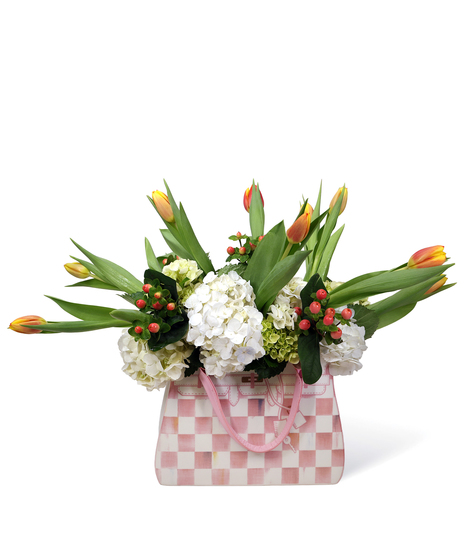 Mackenzie Childs -Rosy Check Doodles Handbag