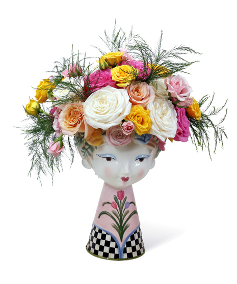 Mackenzie Childs -Rosy Meadow Tall Lady Vase