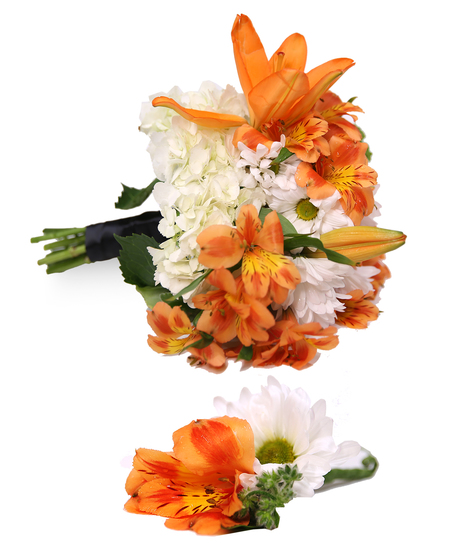 Orange and White Hand Tied Bouquet Uniontown, PA