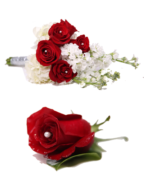 Red and White Accent Hand Tied Bouquet