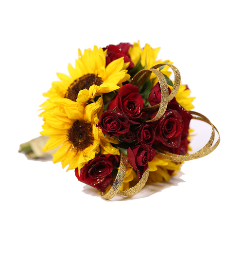Sunflower and Red Rose Hand Tied Bouquet Uniontown, PA