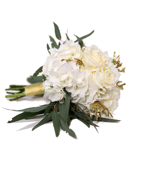 White and Gold Accent Hand Tied Bouquet Uniontown, PA