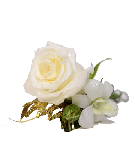 White and Gold Accent Hand Tied Bouquet Uniontown, PA